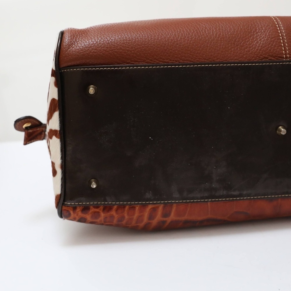 Cromia genuine leather bag crocodile brown tote Y2K 2000s trendy cowhide gold - Picture 12 of 13